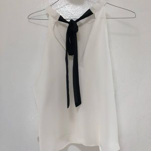 White Blouse - Black Ribbon